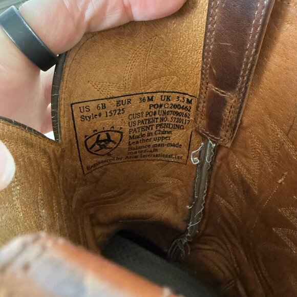 Ariat Womens Western Cowboy Boots 6B Brown Leather Embroidered Design Pull-On - Picture 5 of 8